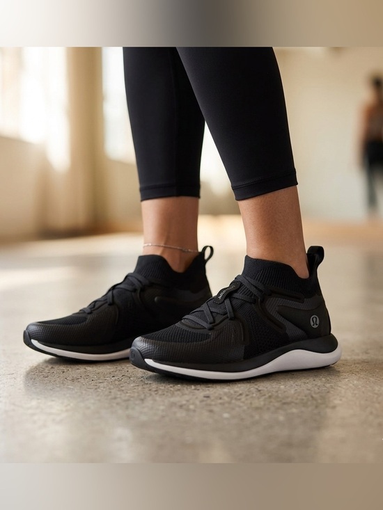 lululemon athletica Shoes - lululemon athletica Women's Black Knit Slip-On Running Shoes